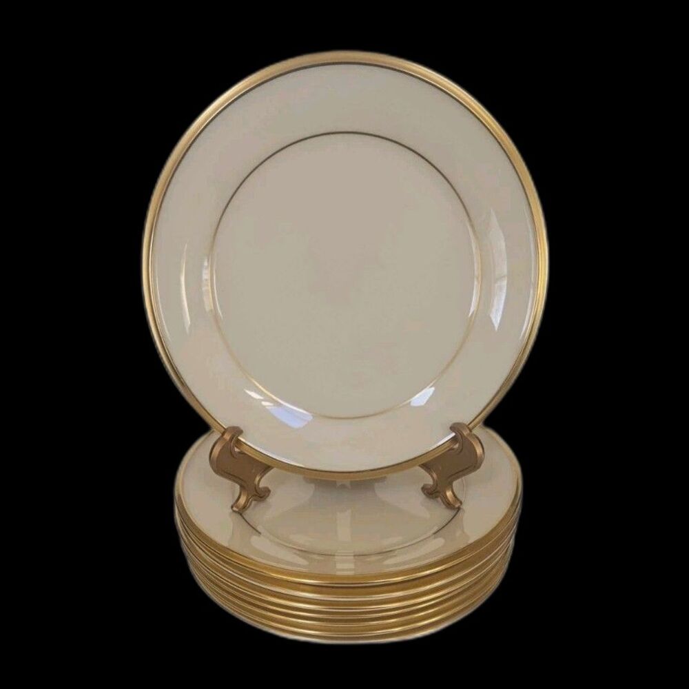 Lenox Bone China Eternal Wide Gold Trim Ivory Bread Plate Lot Of 8 USA VTG